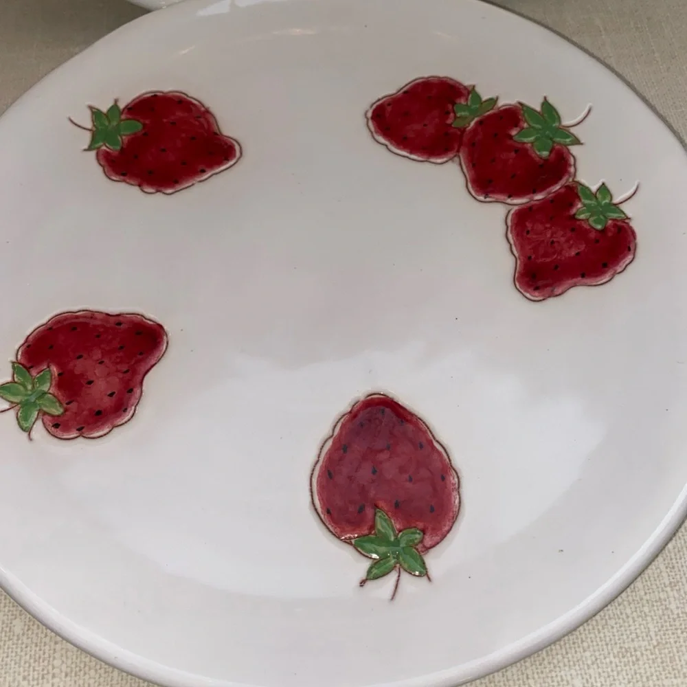 Vintage dessert Salad Plates Set‎ (2) Strawberries Strawberry Made In Italy